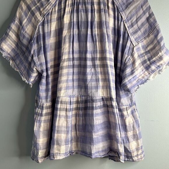 Pilcro and the Letterpress Anthropologie Bette Babydoll Purple Plaid Blouse Medi - Picture 6 of 6